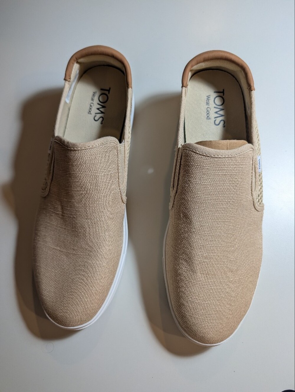 TOMS Men's Baja 2.0 Size 10 Slip-On Canvas Loafers in Tan NWT